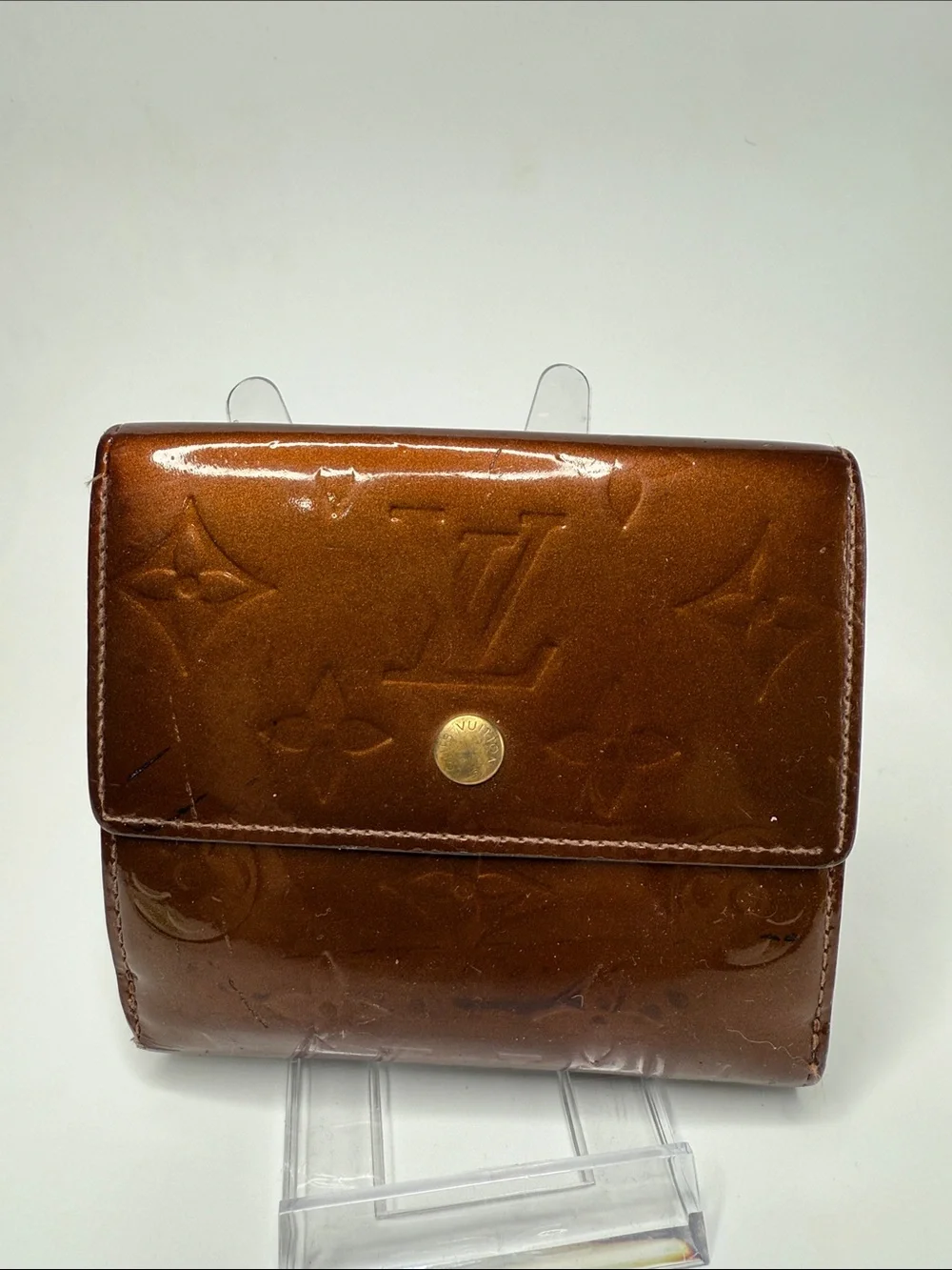 Louis Vuitton Elise Bronze Vernis Monogram Wallet TriFold | Unisex | Pre-Owned |